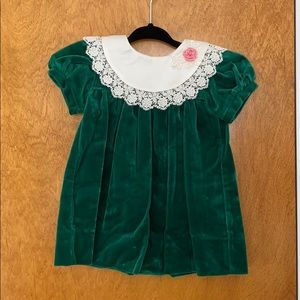 Vintage Sylvia whyte green velvet children’s dress
